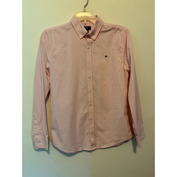 crown & ivy Other - Crown & Ivy Boys Pink White Gingham Long Sleeve Button Down Shirt Size L Large